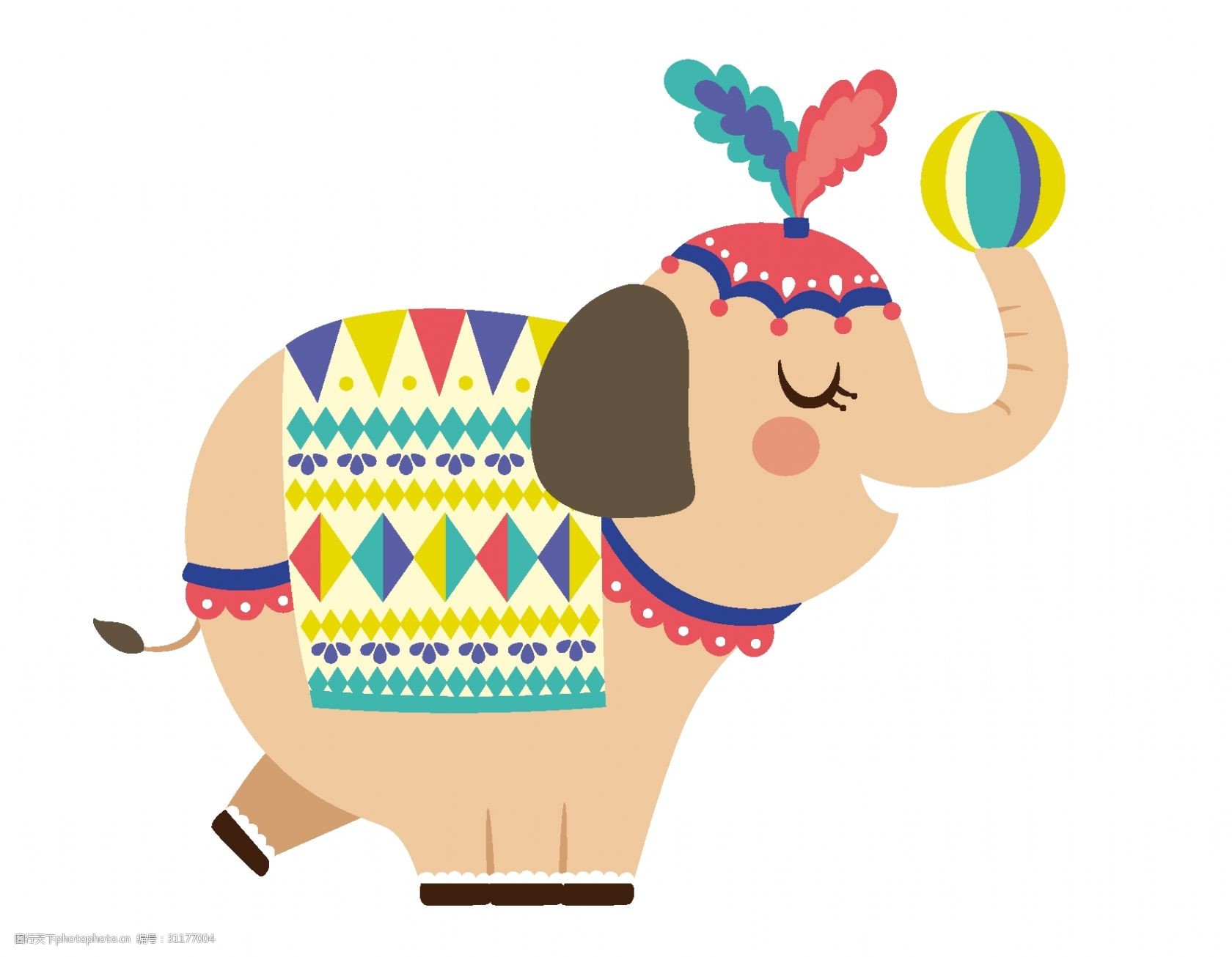 手绘卡通大象动物元素