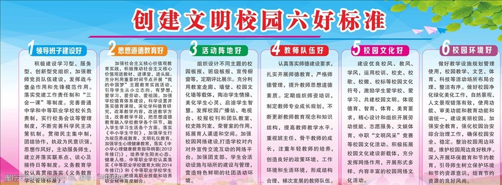 六好标准宣传栏 宣传栏 六好标准 六好标准宣传 学校宣传栏 文明校园