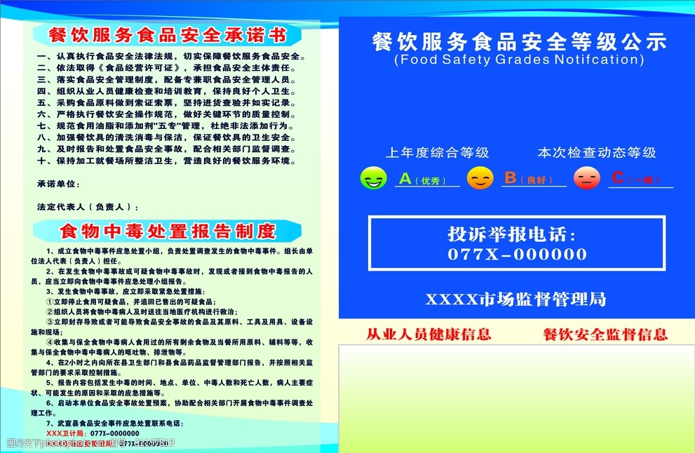 關鍵詞:食品安全等級公示 食品安全 等級公示 展板 承諾書 報告制度