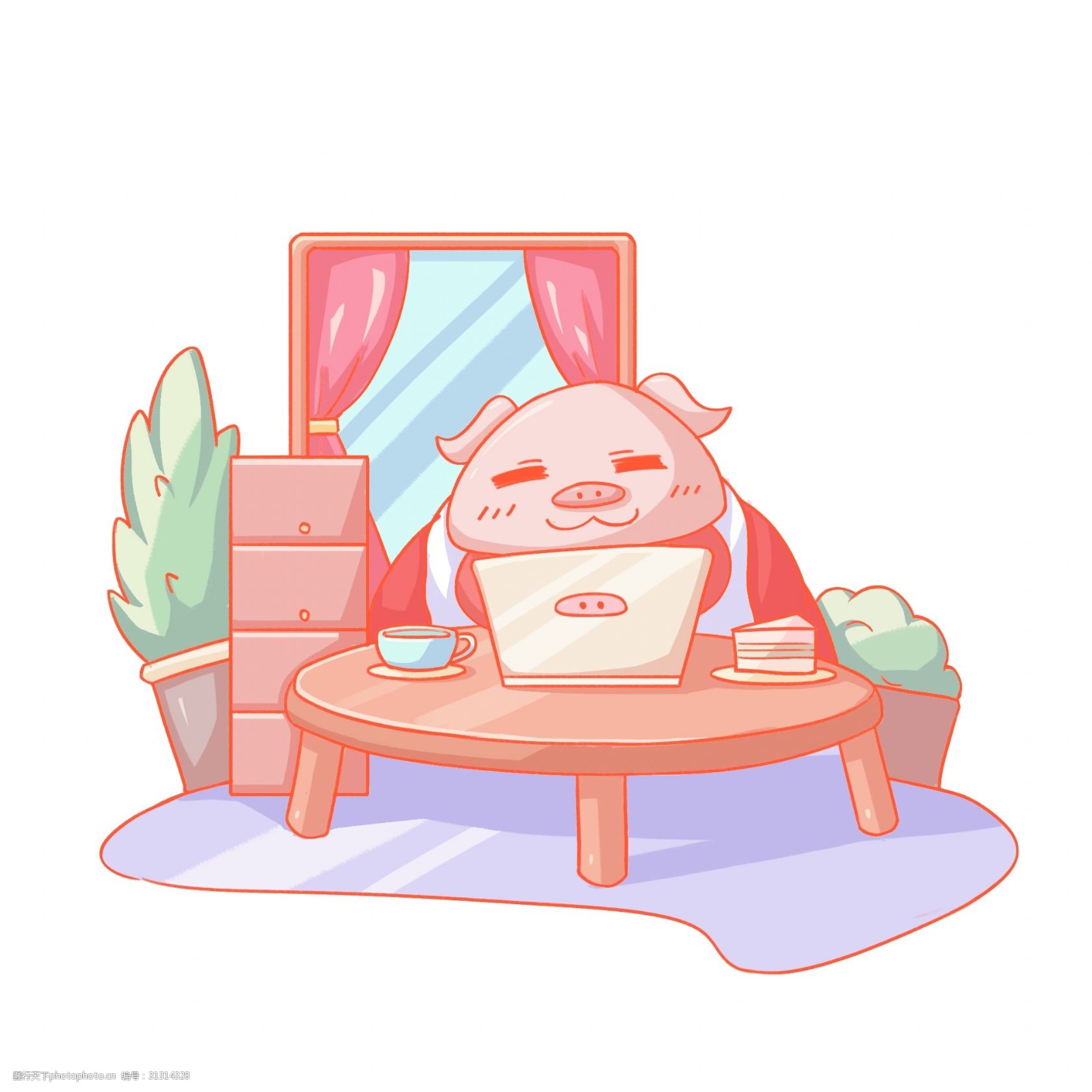 2019农历新年过年宅家休闲小猪