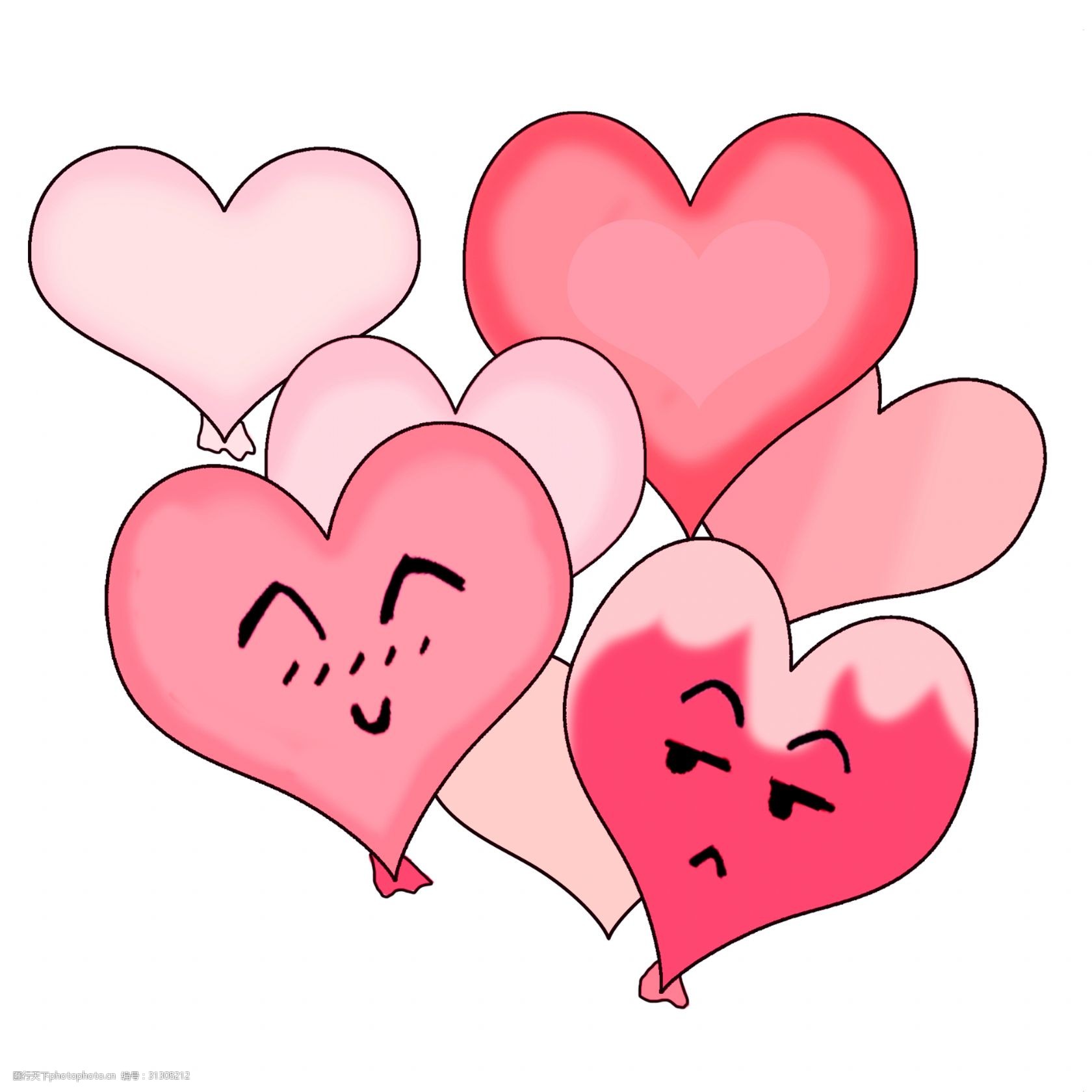 关键词:爱心卡通气球插画 卡通气球 可爱的气球 浪漫 红色气球 心形