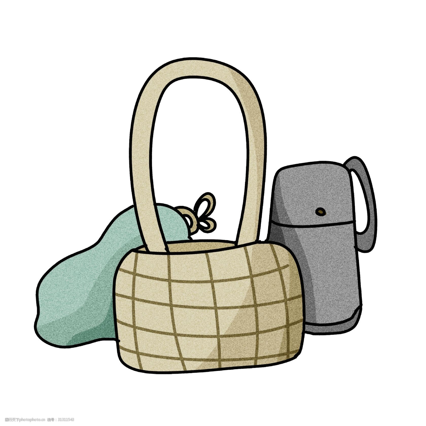 春运白色的手提包插画