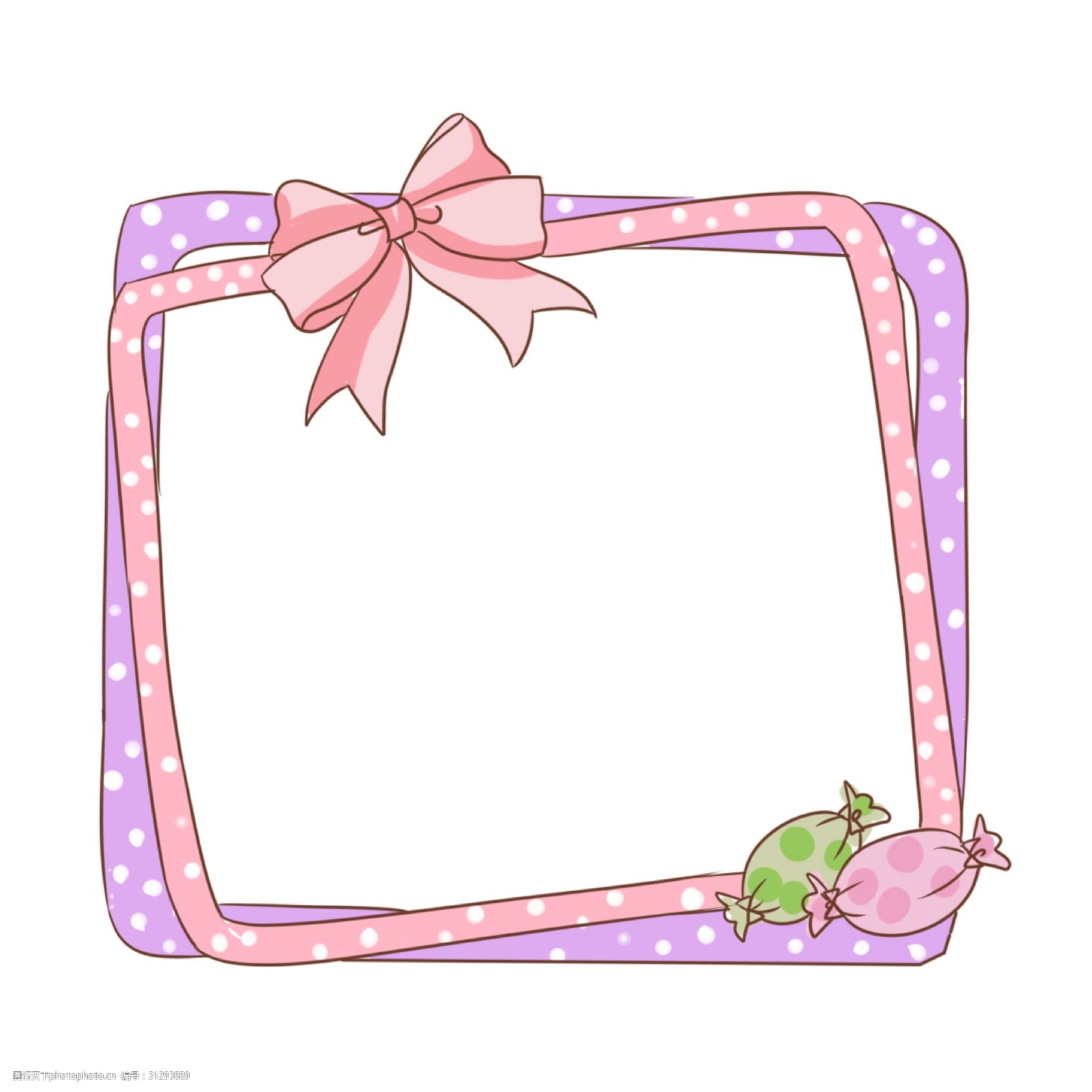 粉色的边框 手绘蝴蝶结边框 糖果边框 边框装饰 漂亮的蝴蝶结边框