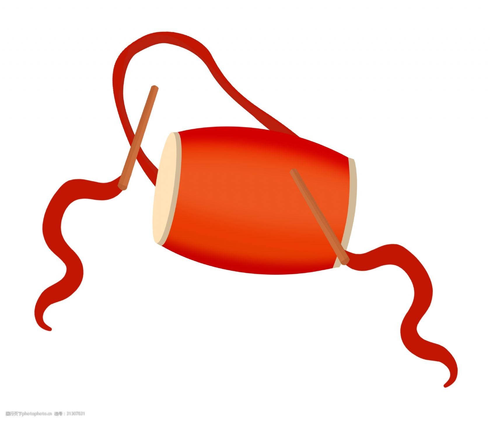 红色喜庆腰鼓插画