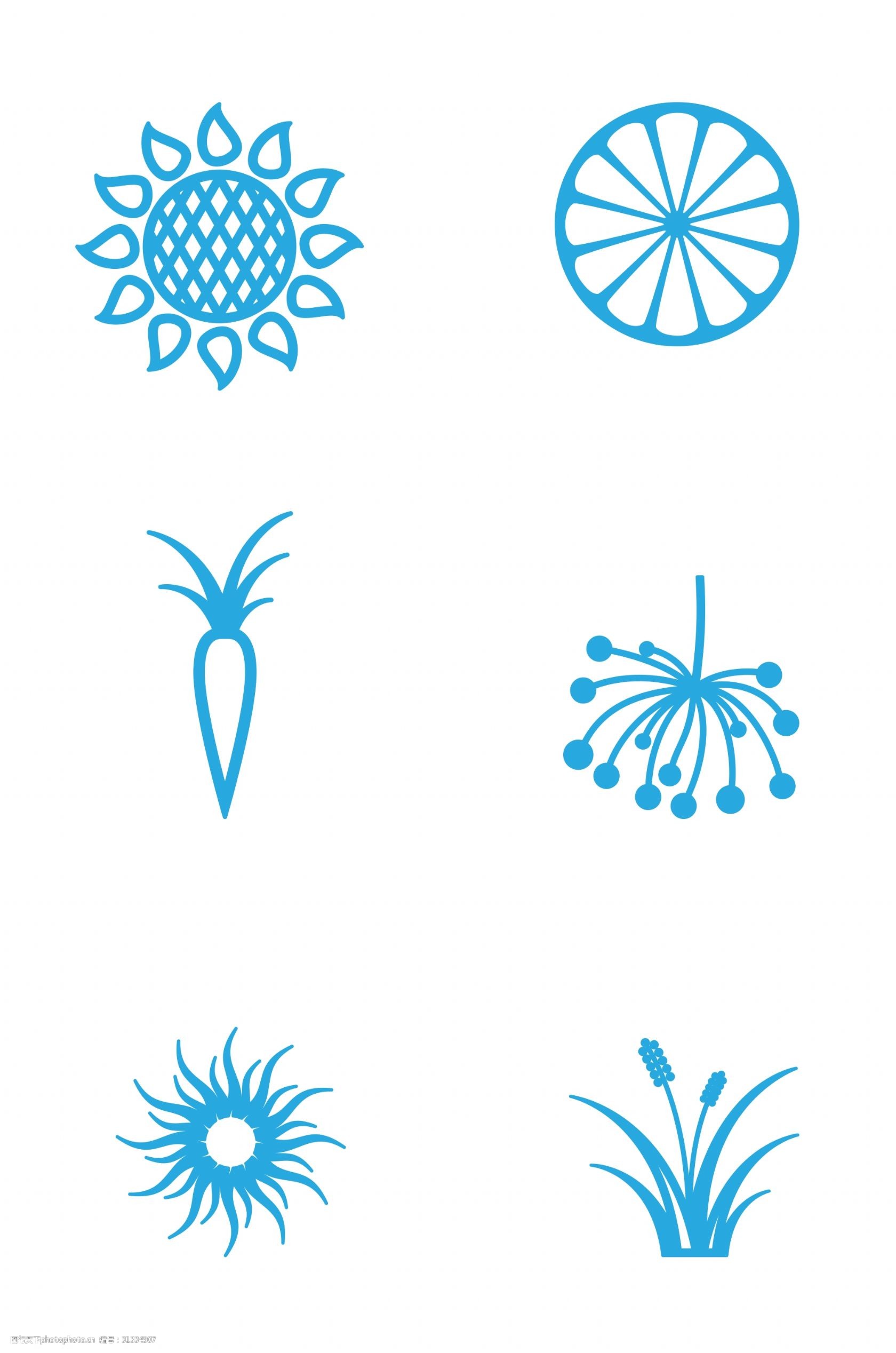 蓝色环保动植物图标素材