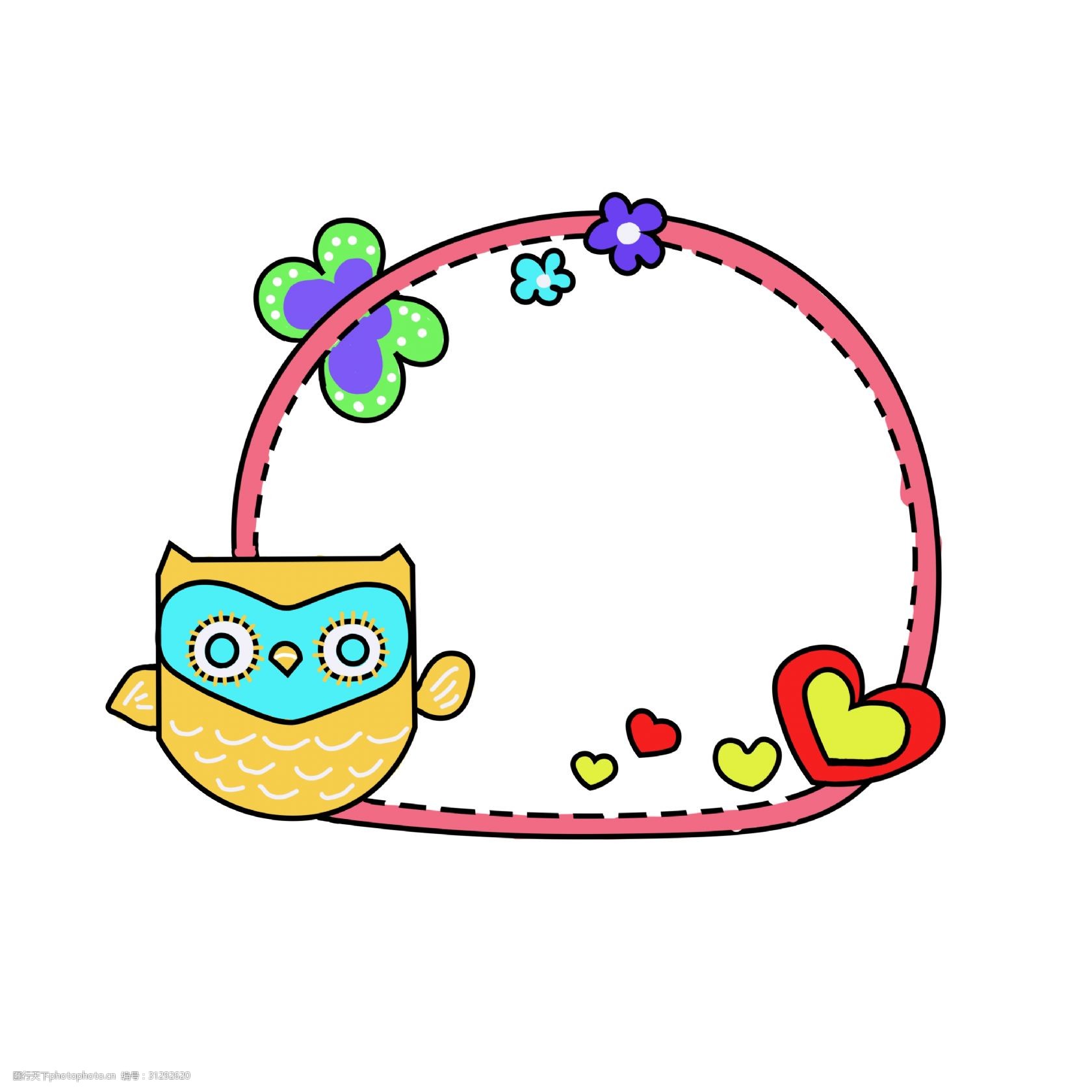 手绘可爱猫头鹰边框