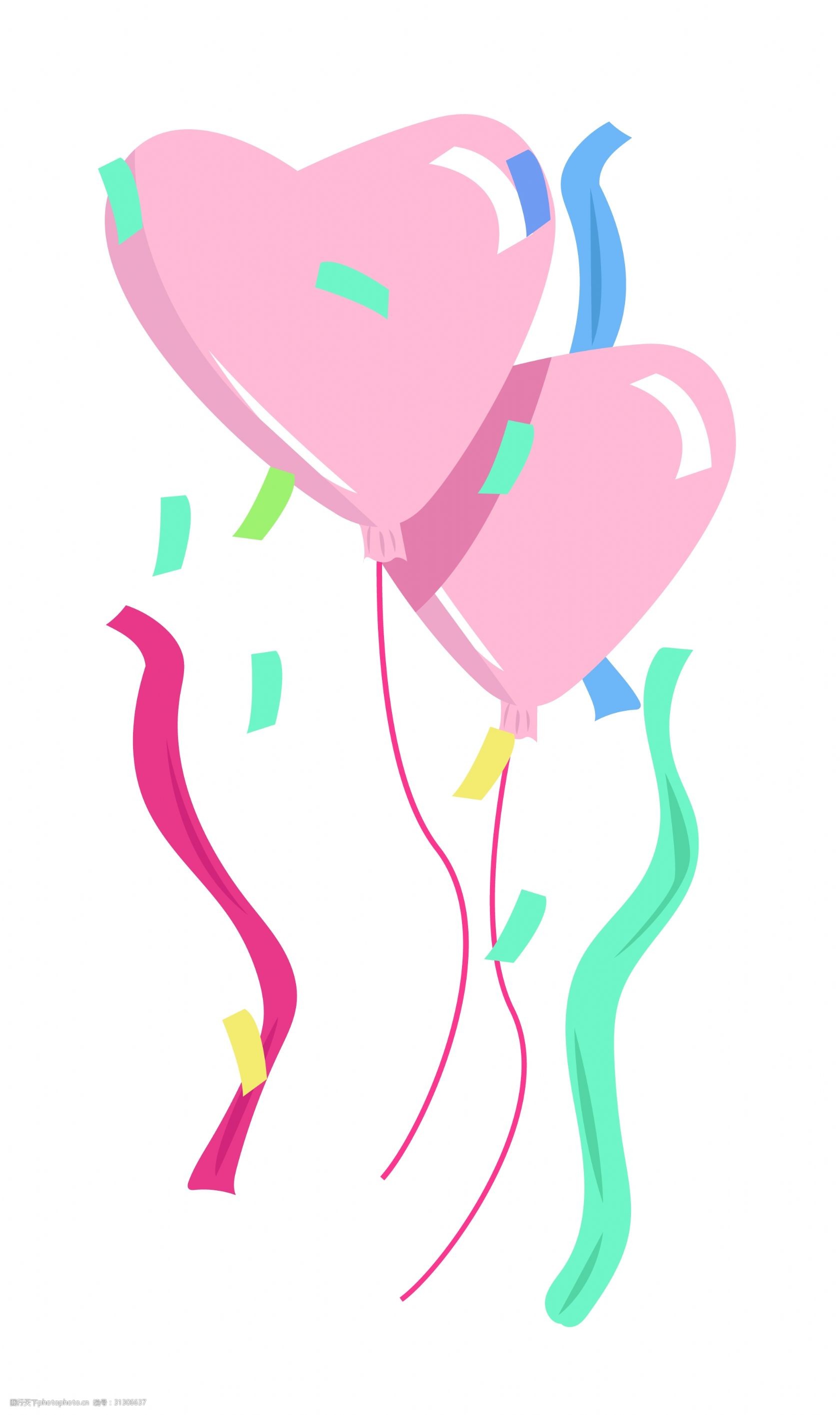 手绘情人节气球插画图片-图行天下图库