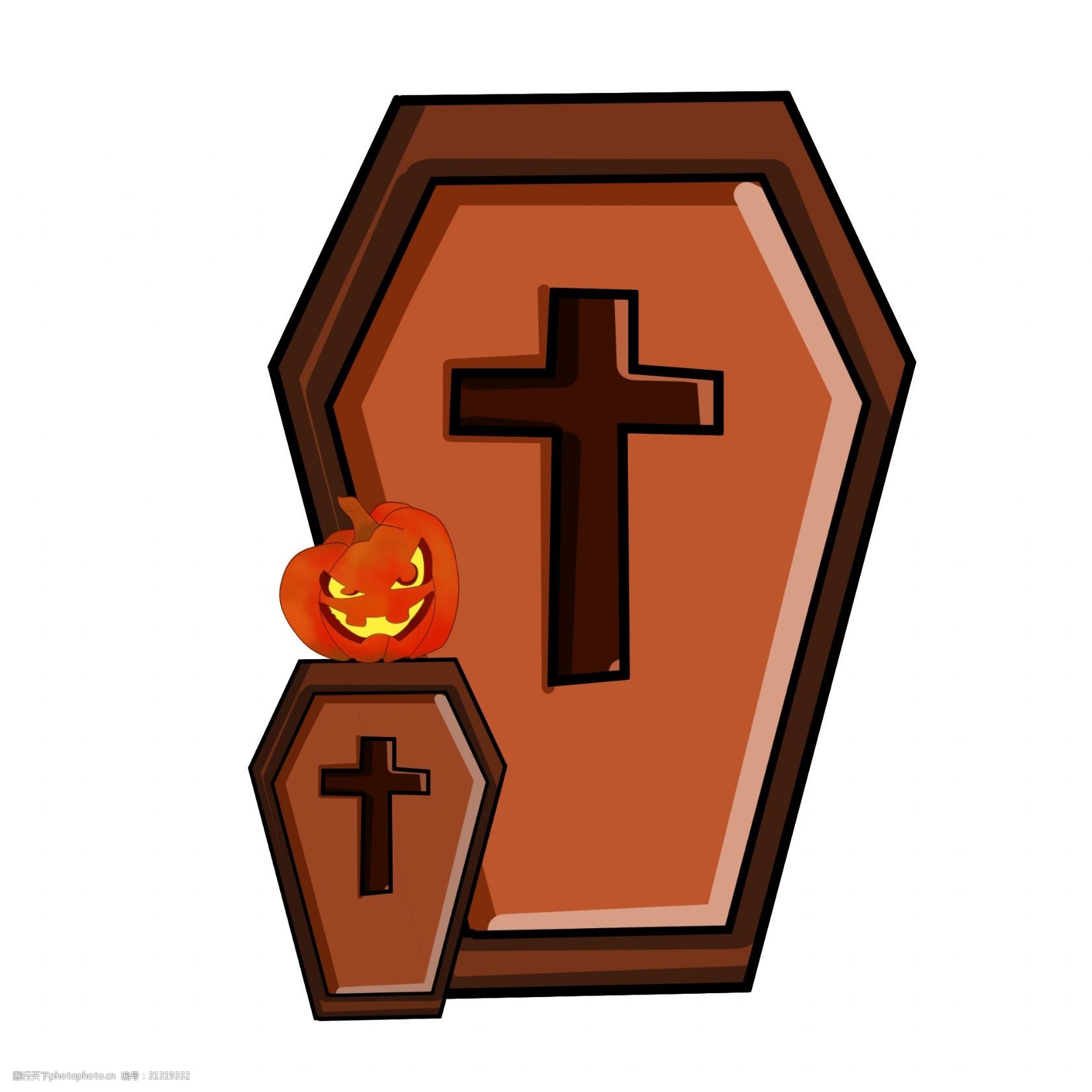 万圣节恐怖十字棺木插画