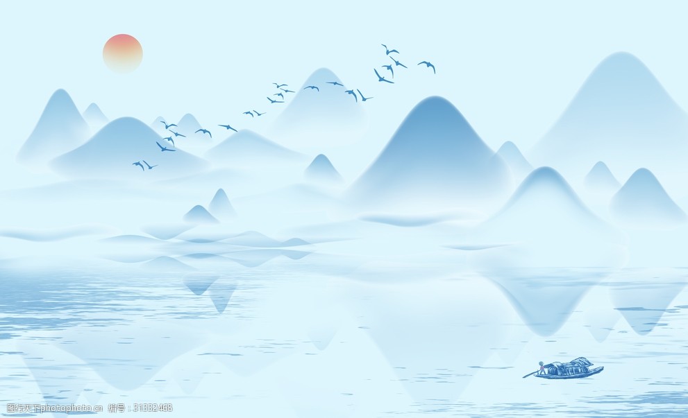 绘画书法 关键词:山水风景水墨中式简约装饰画 大气 中式山水 风水画