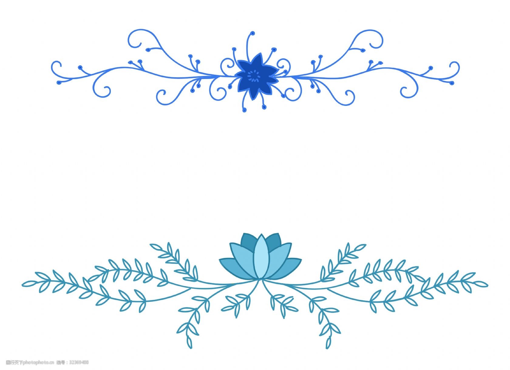 蓝色手绘花边标题装饰框
