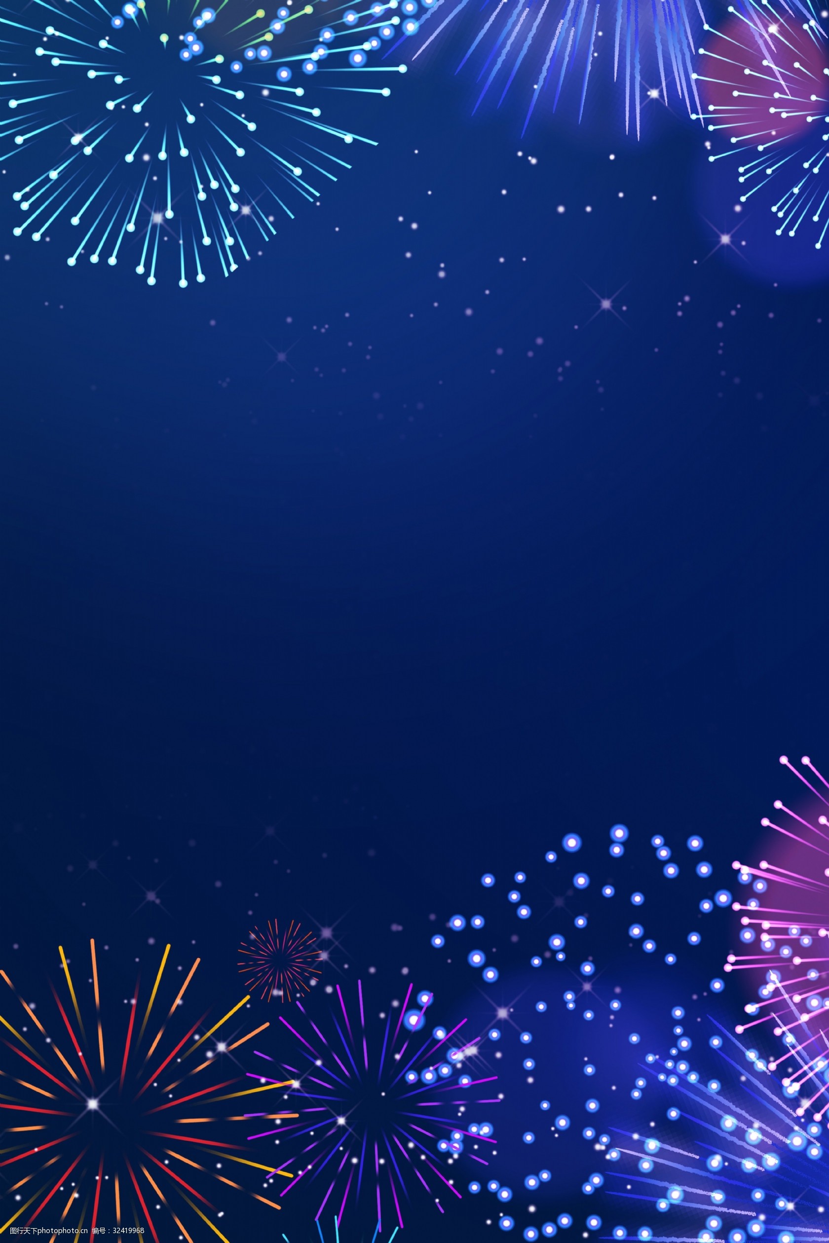 简约梦幻唯美烟火蓝色渐变背景