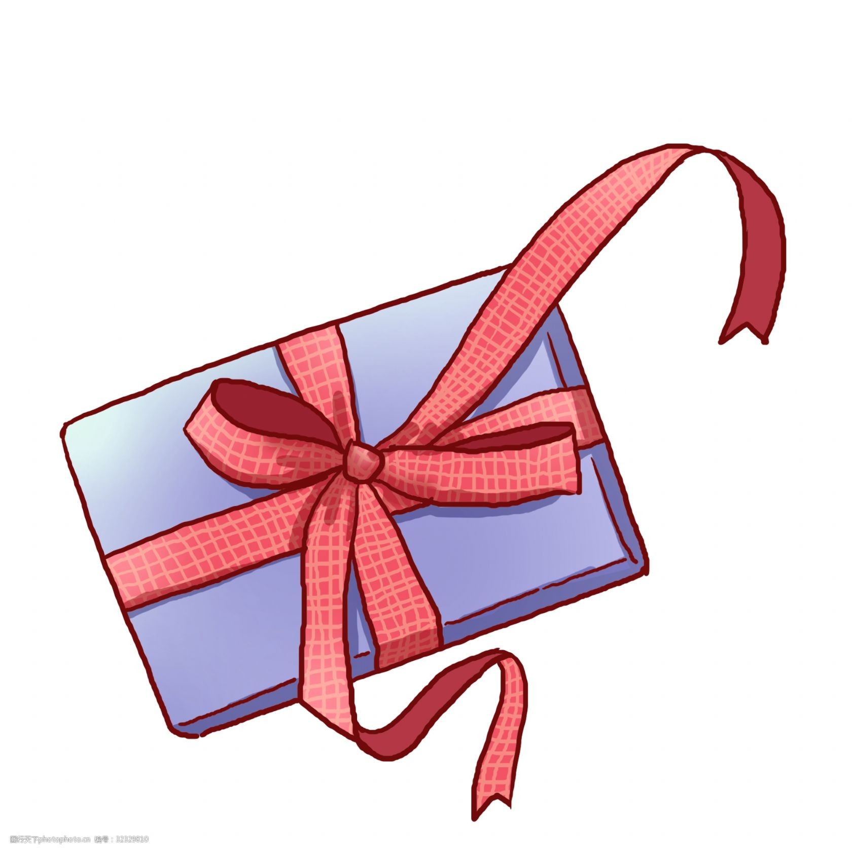 手绘卡通精美紫色礼盒png免抠素材