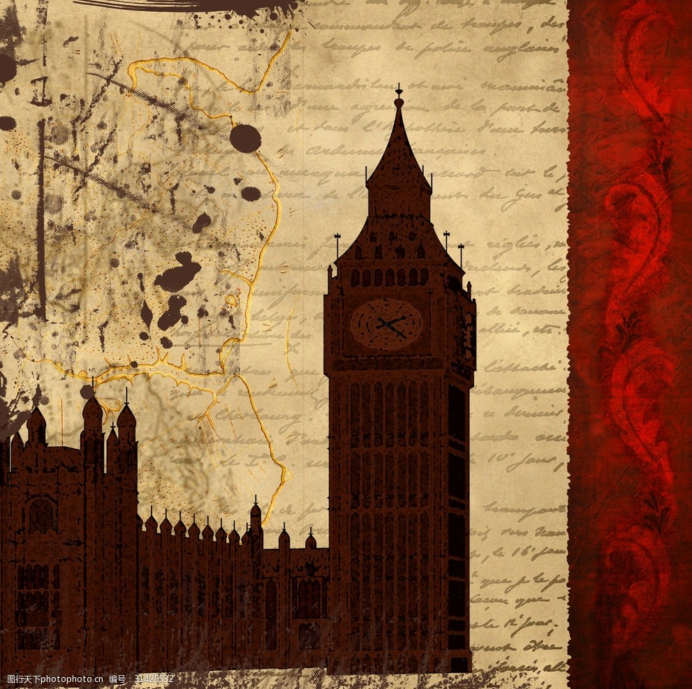 复古 欧式 美式 建筑物 风景 街景 装饰画素材 高清图片 背景墙装饰画