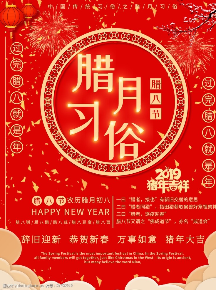 2019猪年腊月习俗海报.