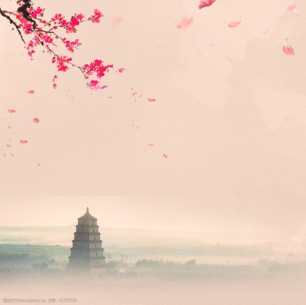 粉色中国风古风主图背景