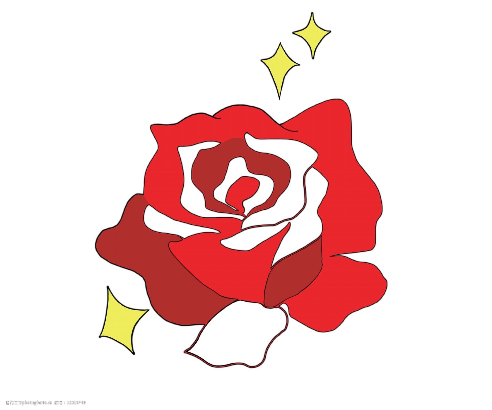 手绘爱情玫瑰花插画