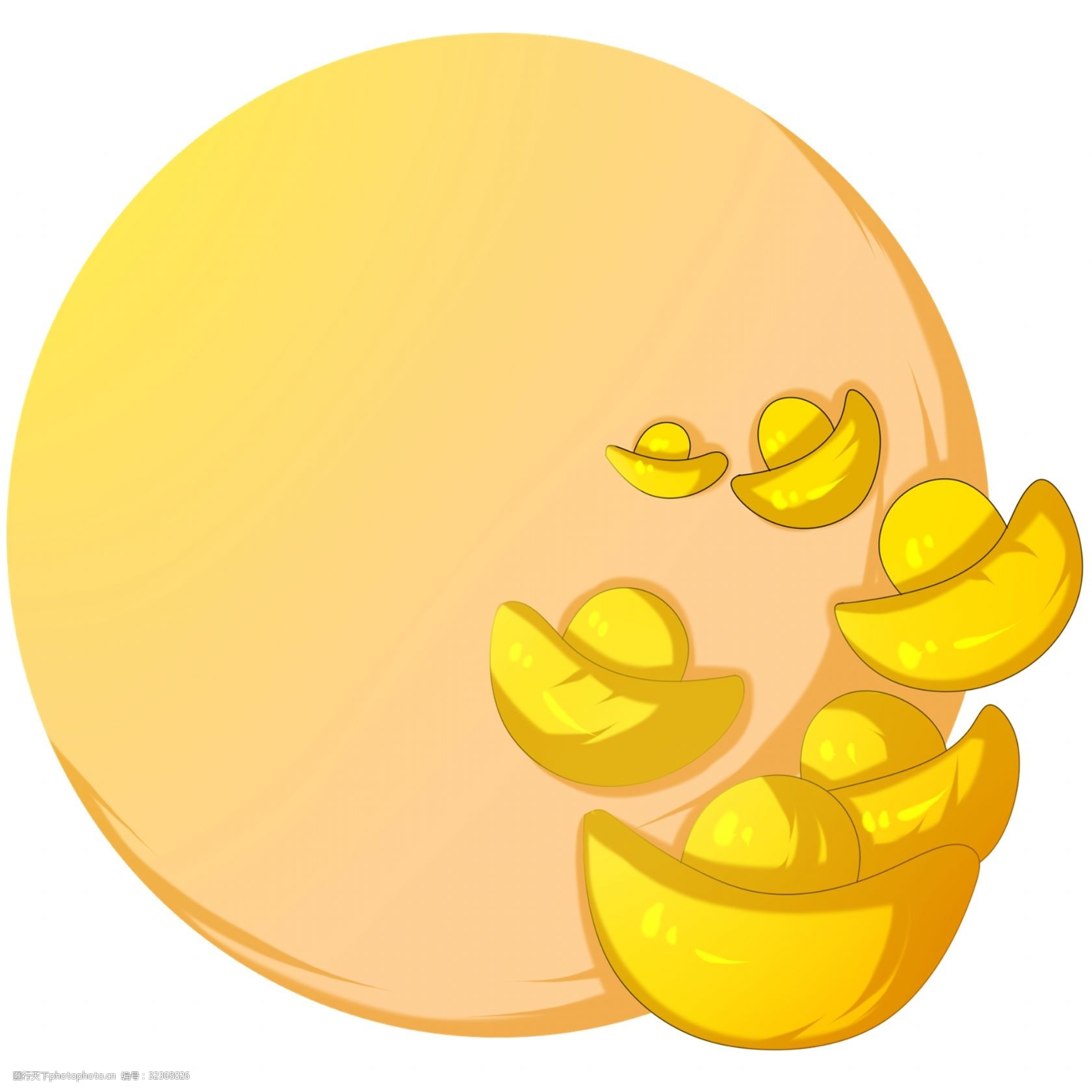 手绘金元宝边框插画