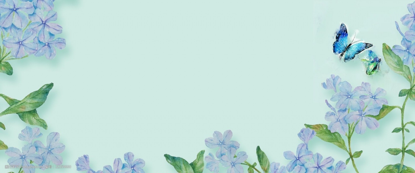 文艺小清新花卉春季上新蓝色背景图片-图行天下图库