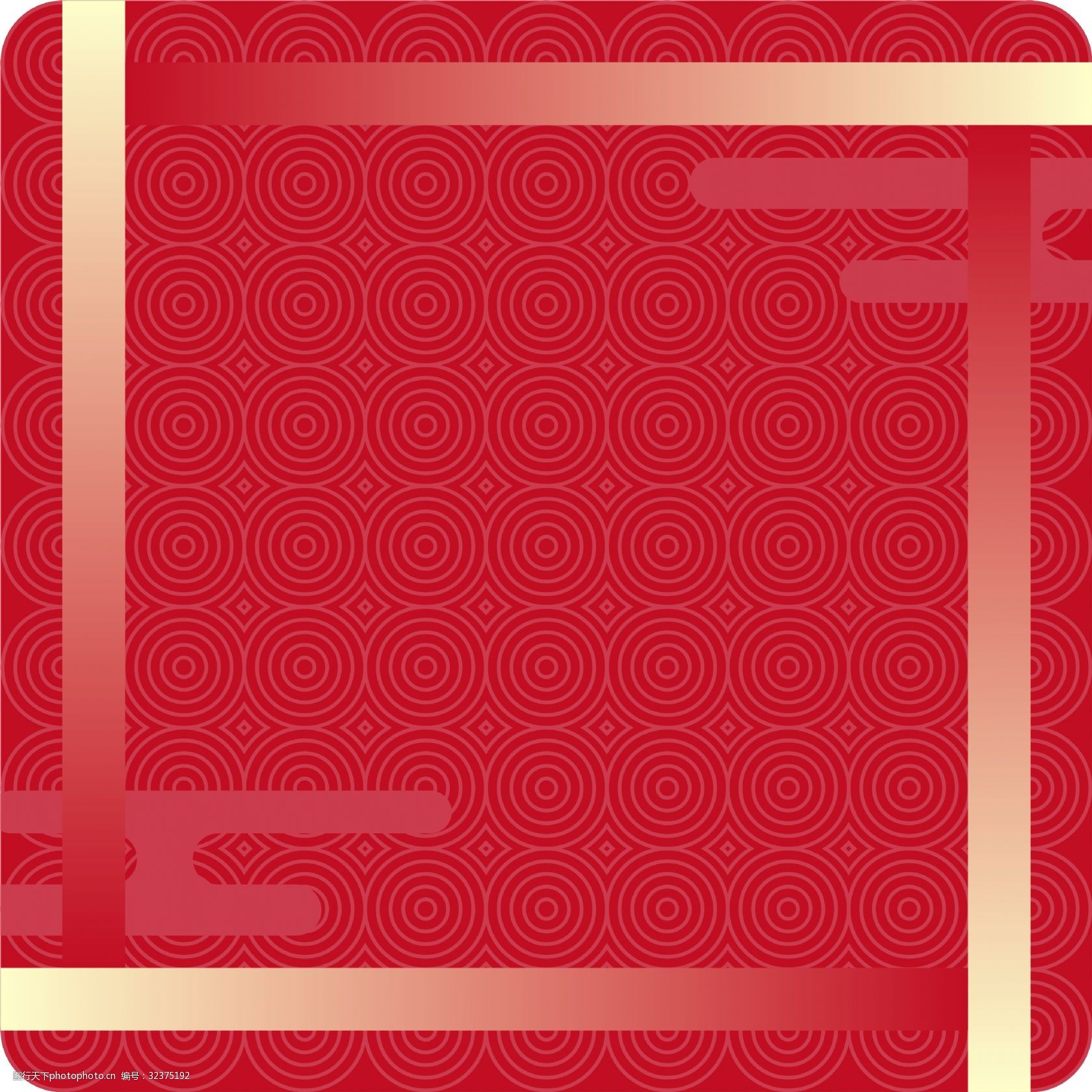 红色中国风图案矢量海报边框文字框