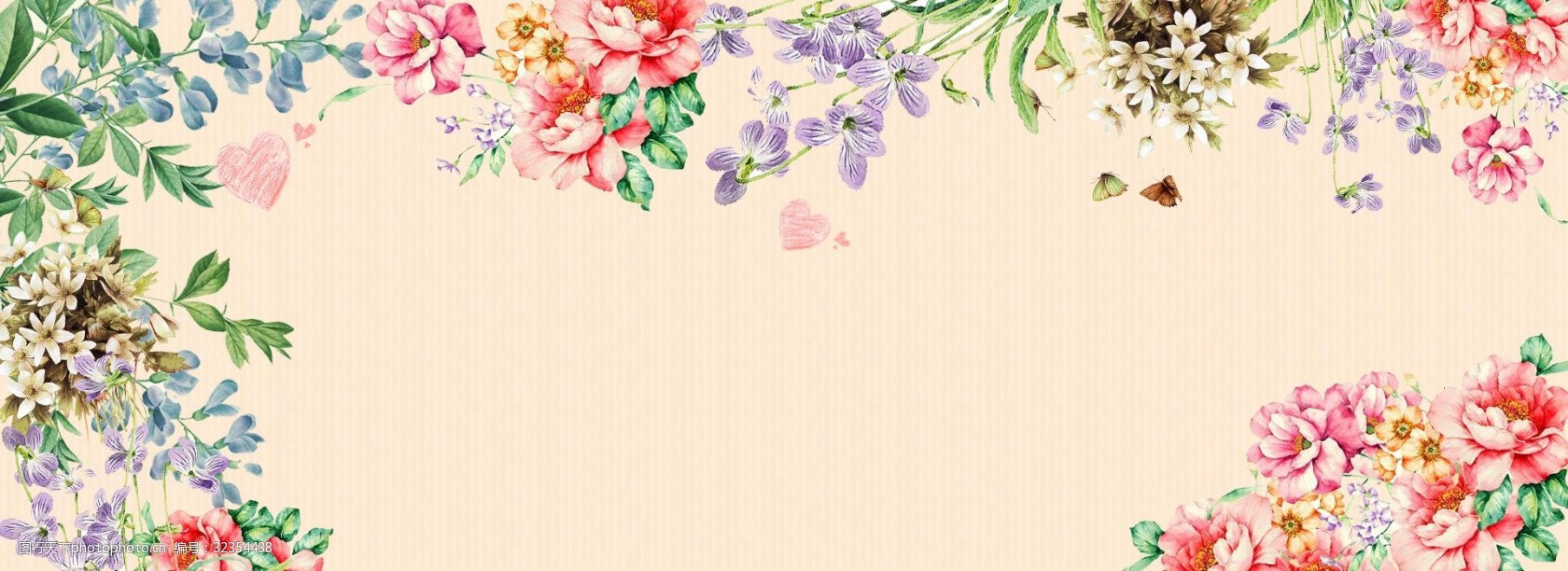 春天繁花盛开边框电商淘宝背景