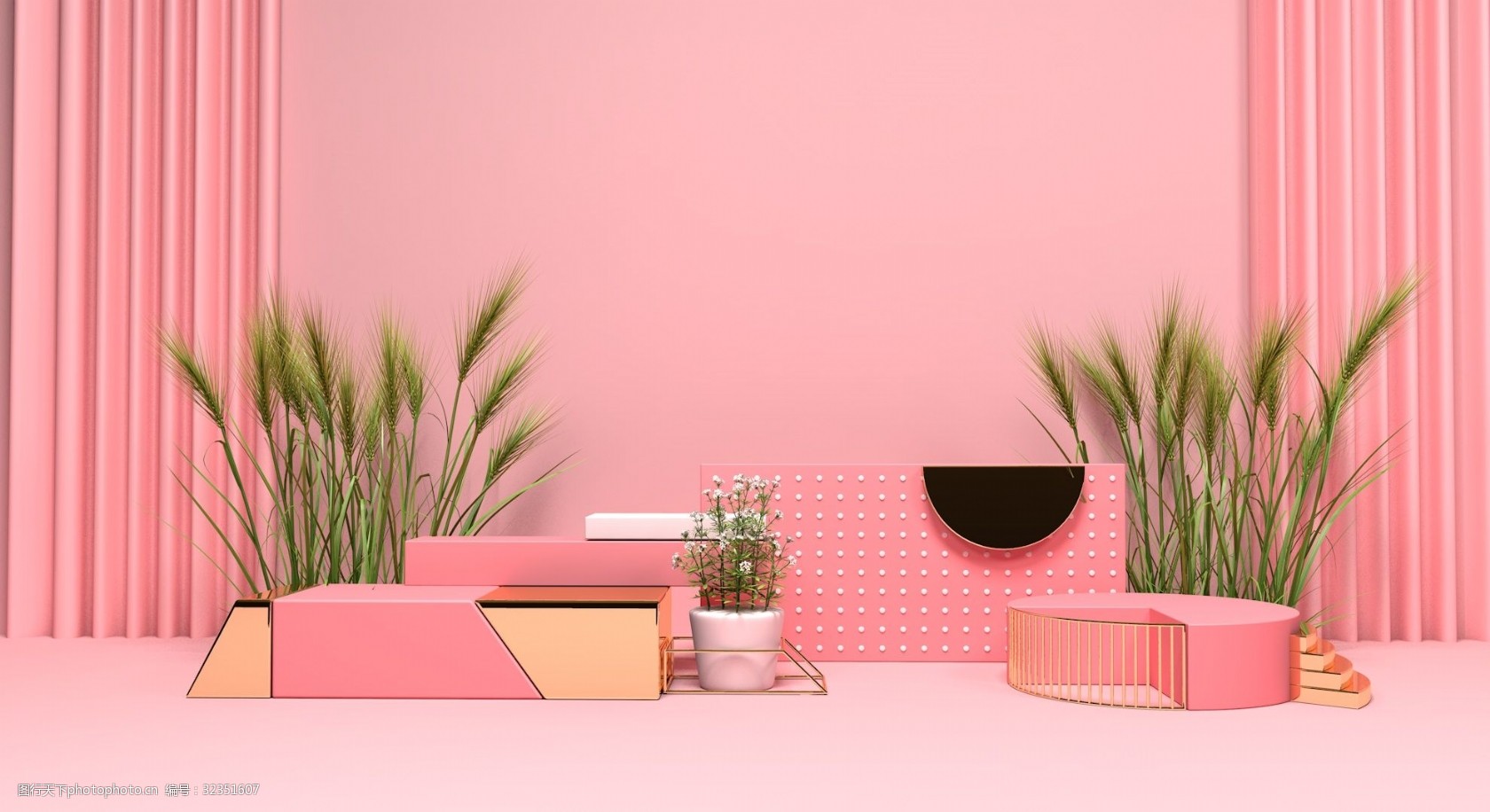 c4d场景粉色系春季上新海报