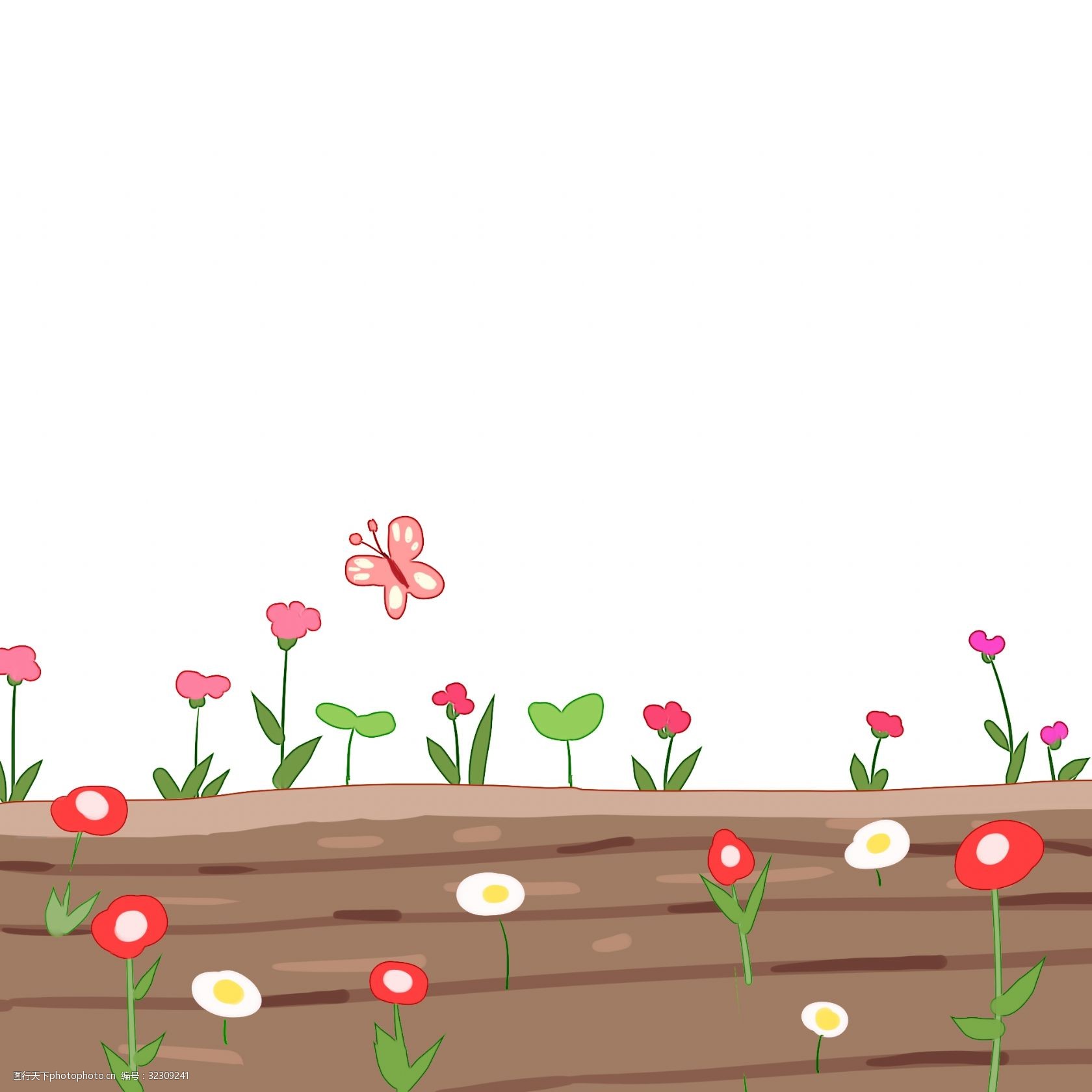 红色的小花手绘插画