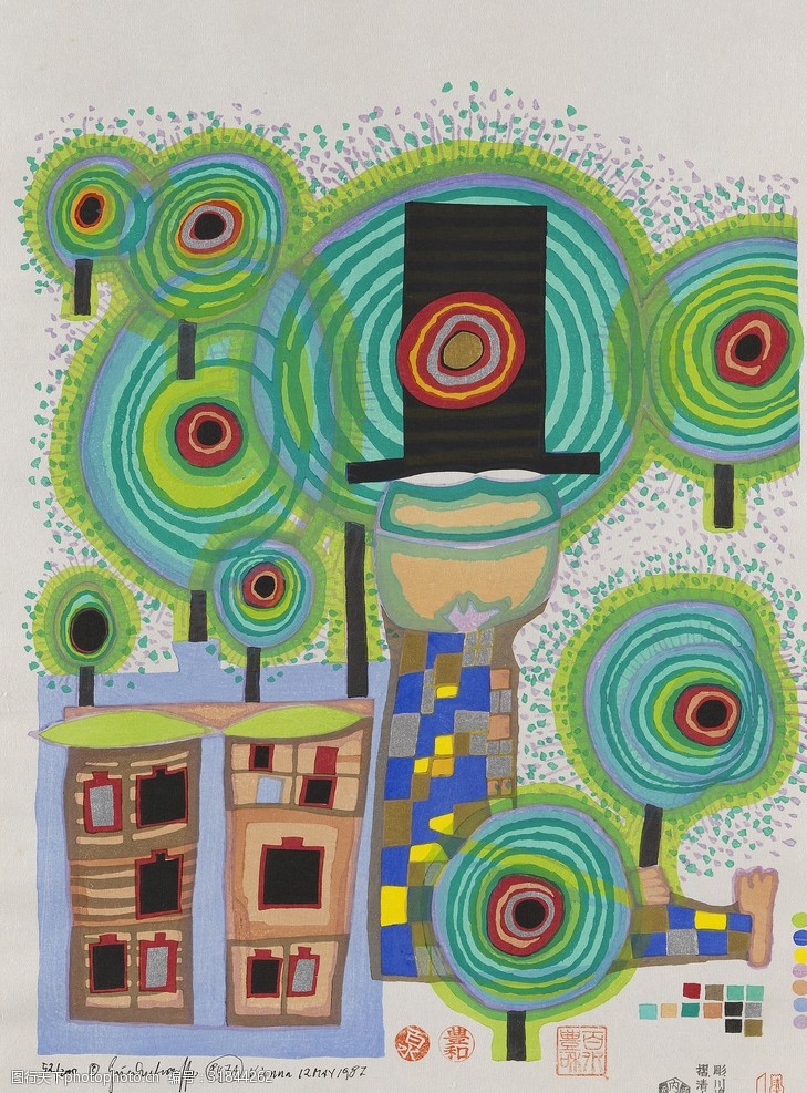 复古色彩油画抽象艺术装饰画