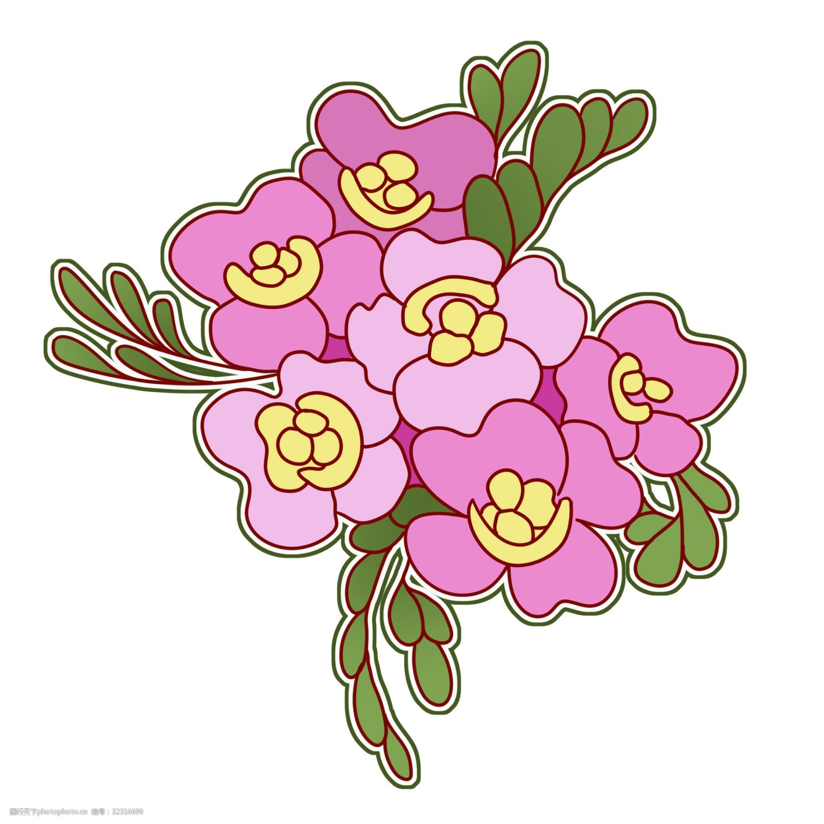 手绘粉色花朵插画