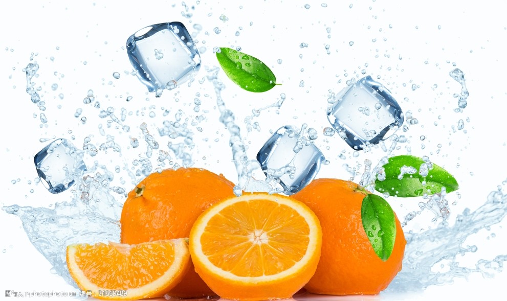 冰块和橙子