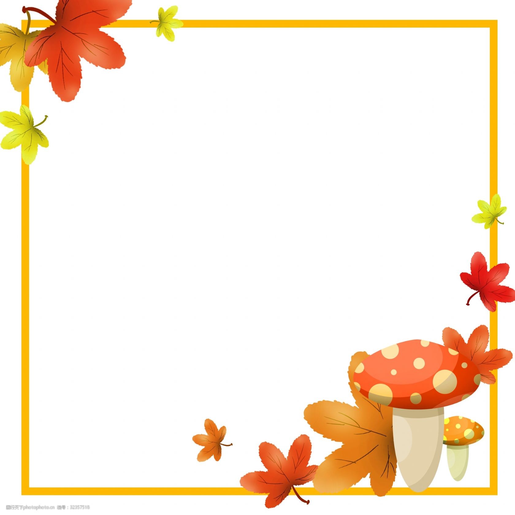 红色蘑菇边框插画