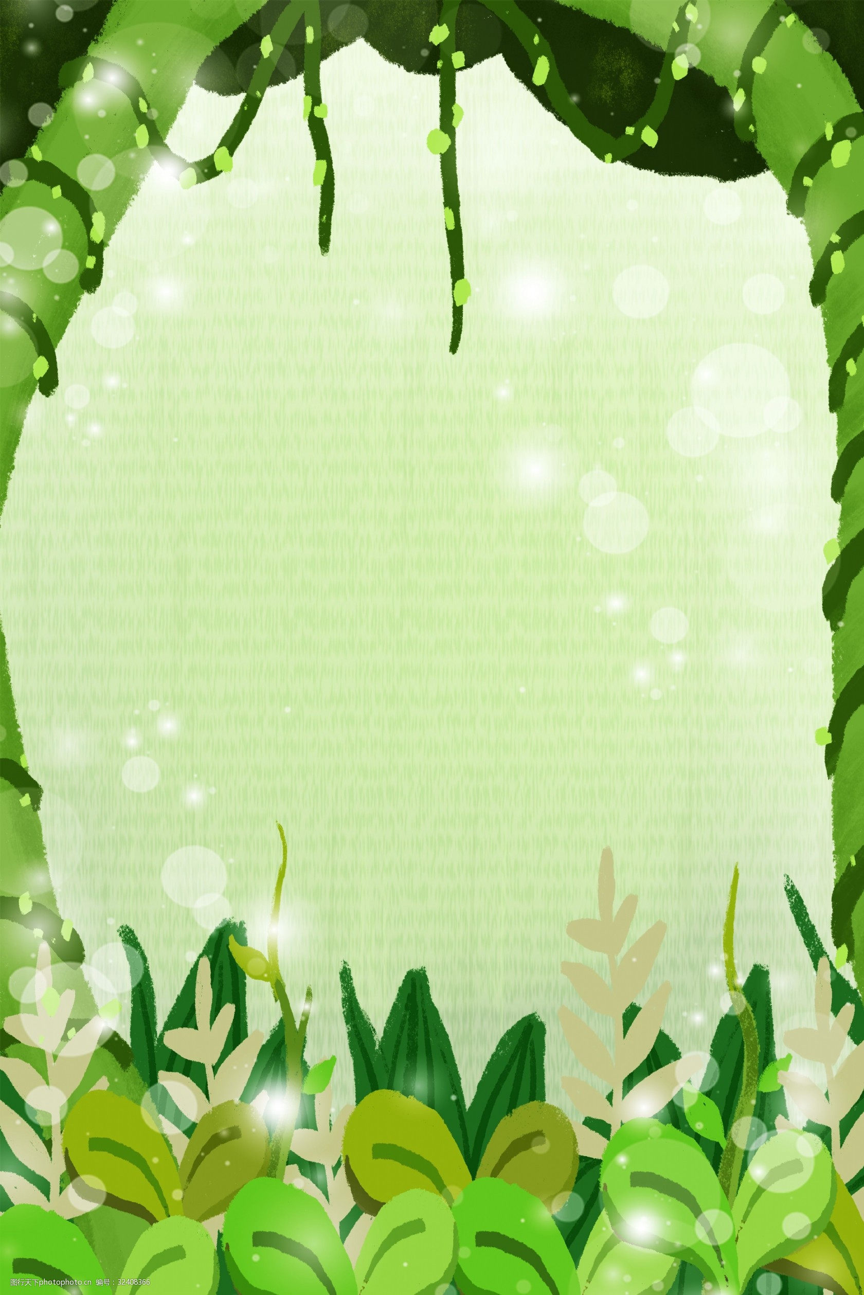 热带树林边框电商淘宝背景h5