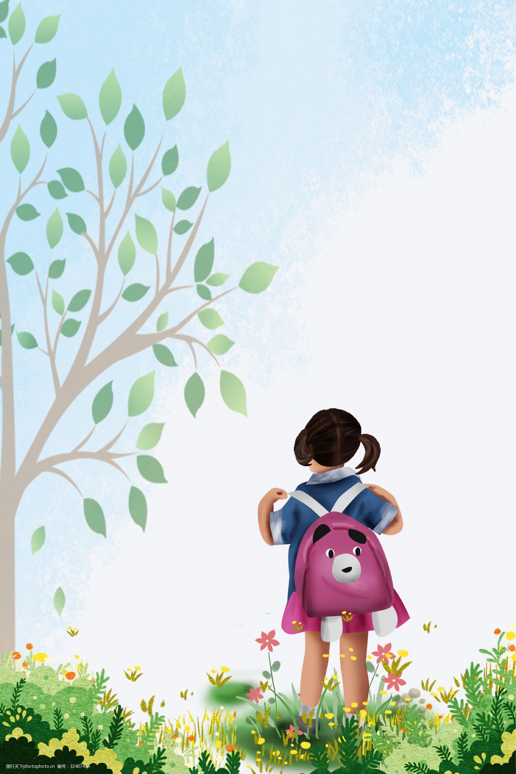 去上学的孩子电商淘宝背景h5