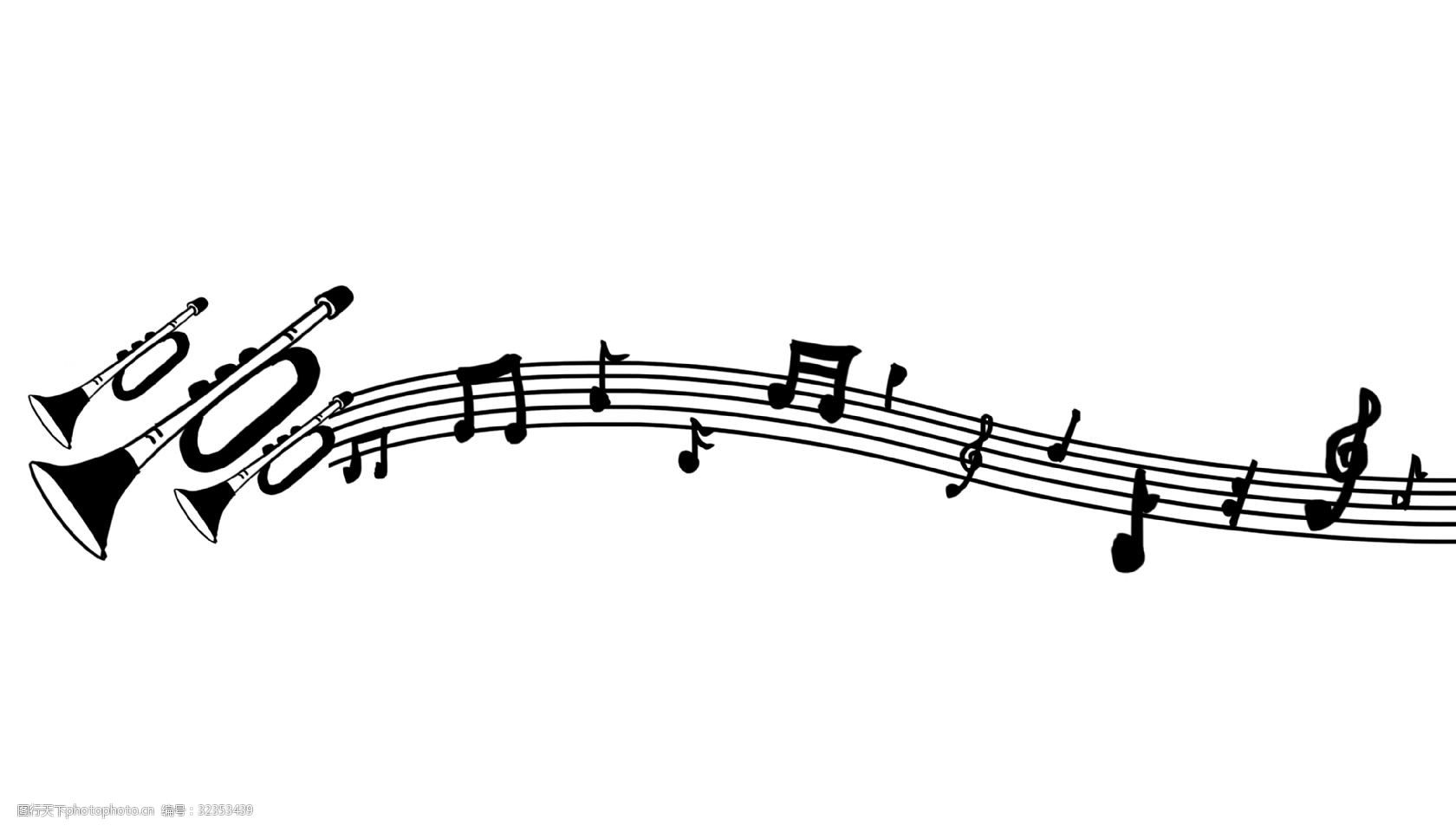 黑色的分割线 乐符分割线 手绘分割线 乐器分割线 喇叭分割线 创意