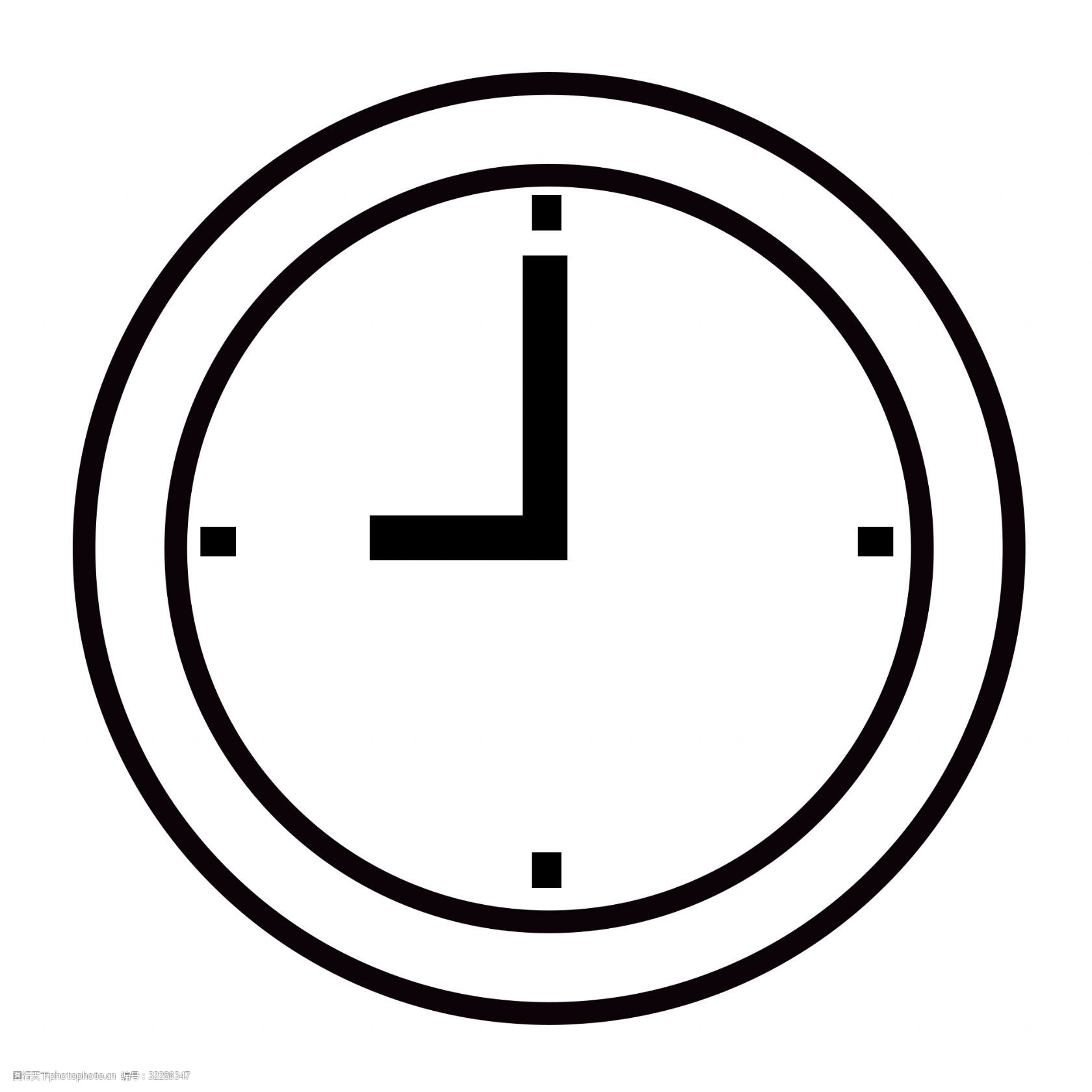 黑白圆盘时钟装饰图案素材免费下载