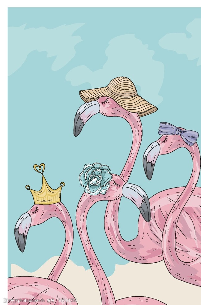 北欧小清新卡通彩色水彩画