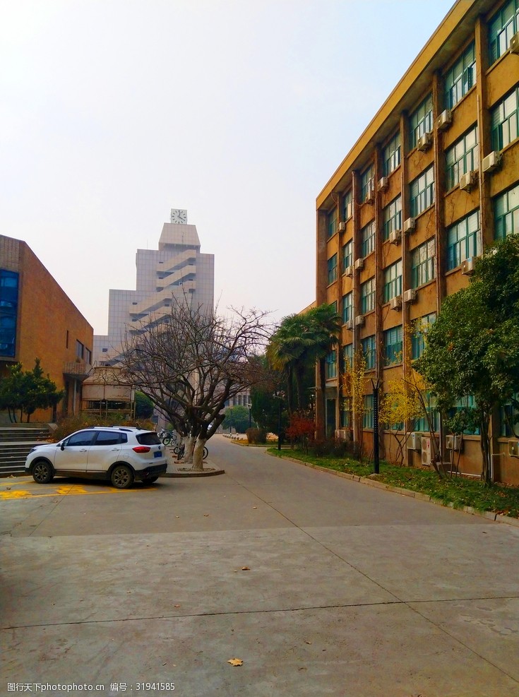 日暮下的校园风景