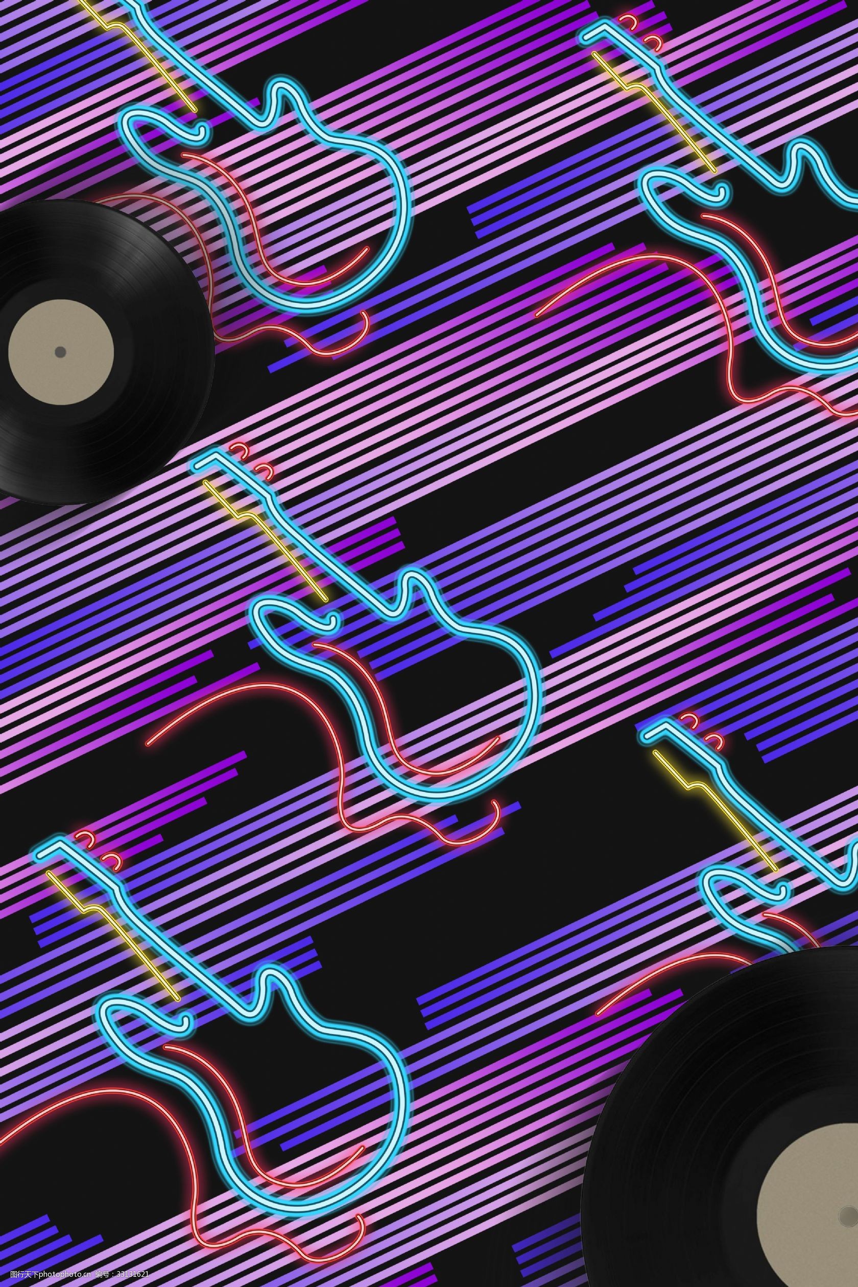 复古霓虹色音乐节狂欢背景