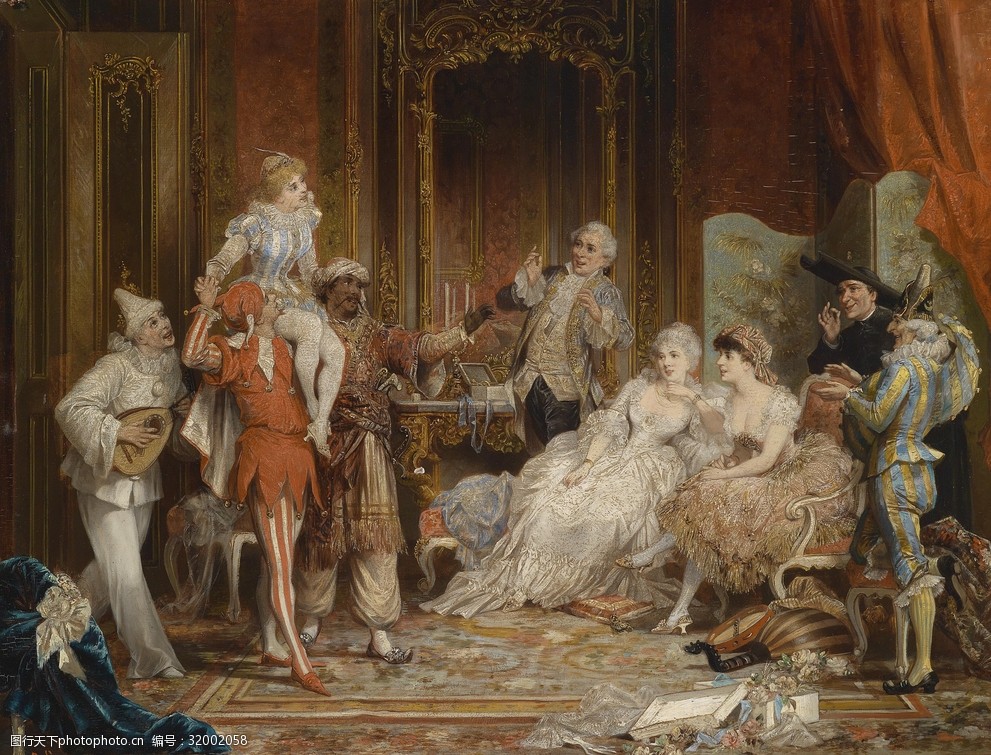 宫廷贵族人物生活场景油画