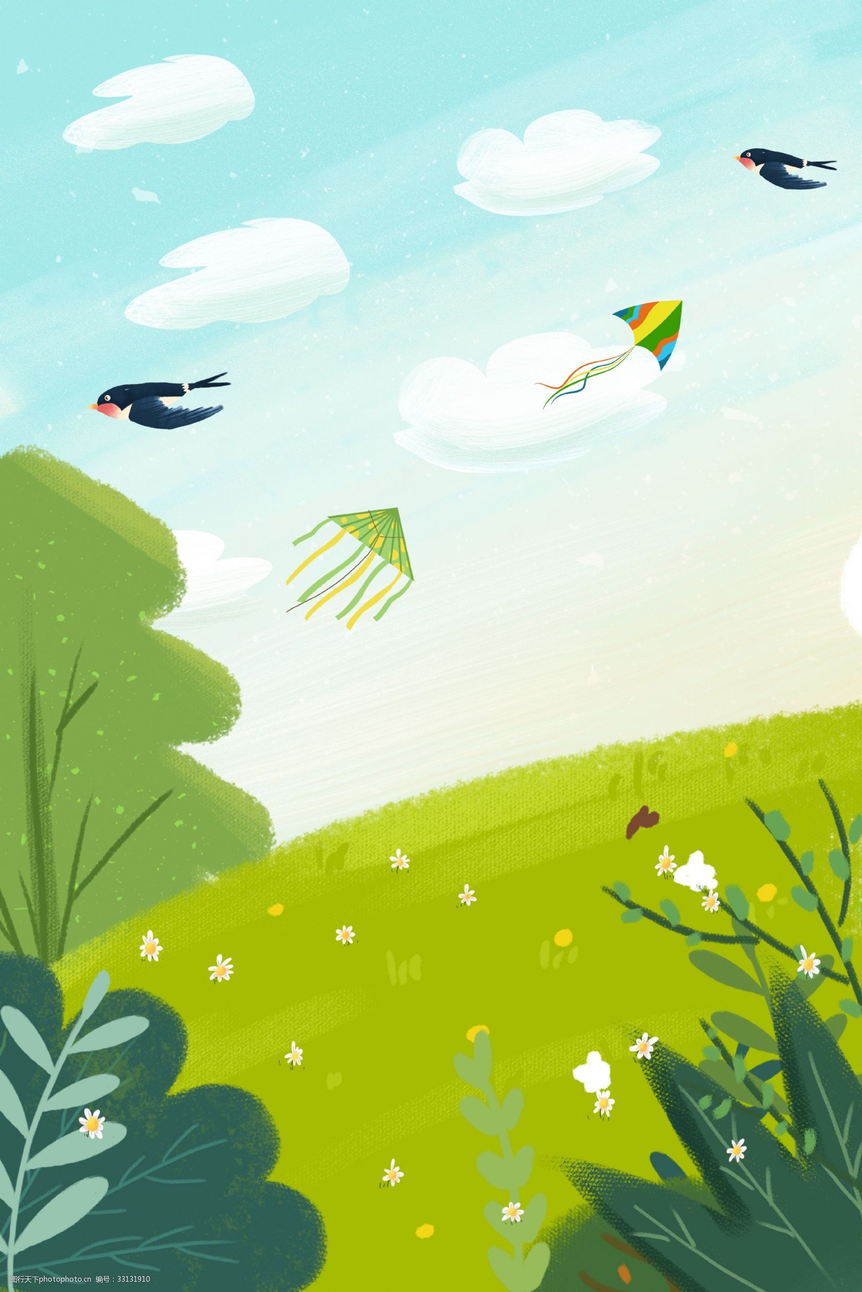 春天放风筝背景图图片