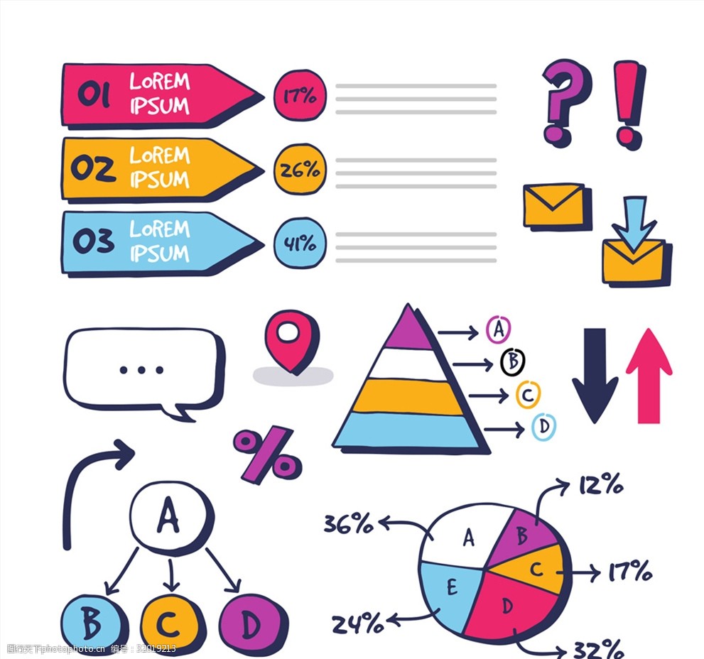 11款手绘信息图元素矢量素材