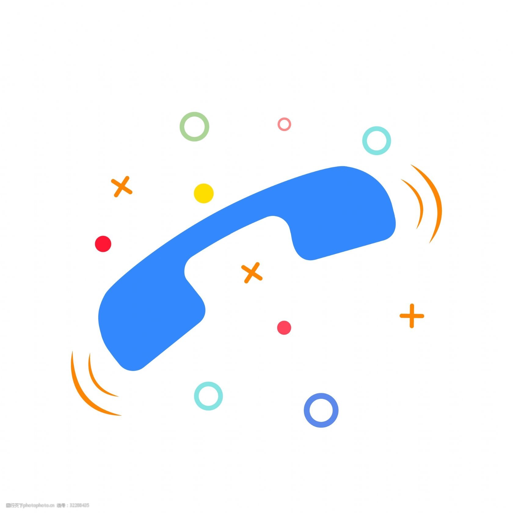 拨号蓝色卡通名片小图标装饰图案