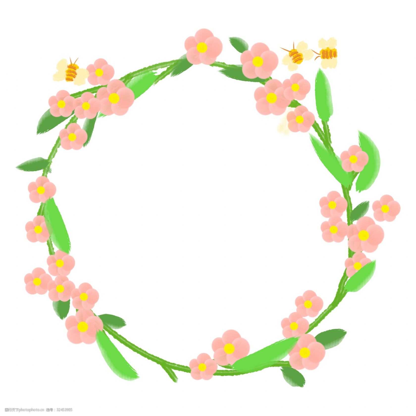 花环蝴蝶边框插画