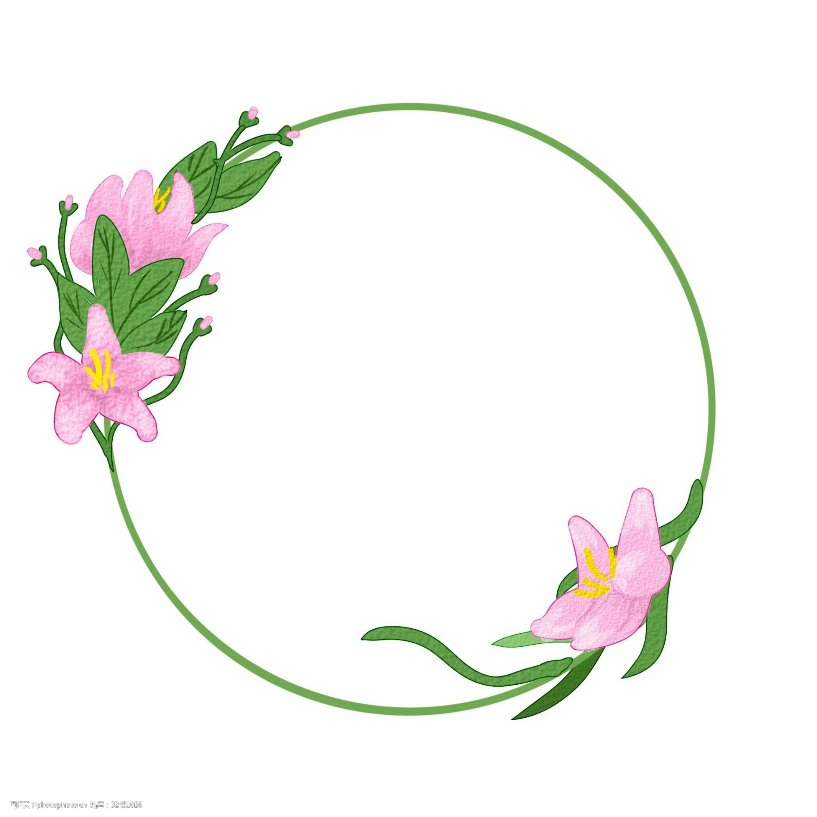 绿色婚礼边框插画