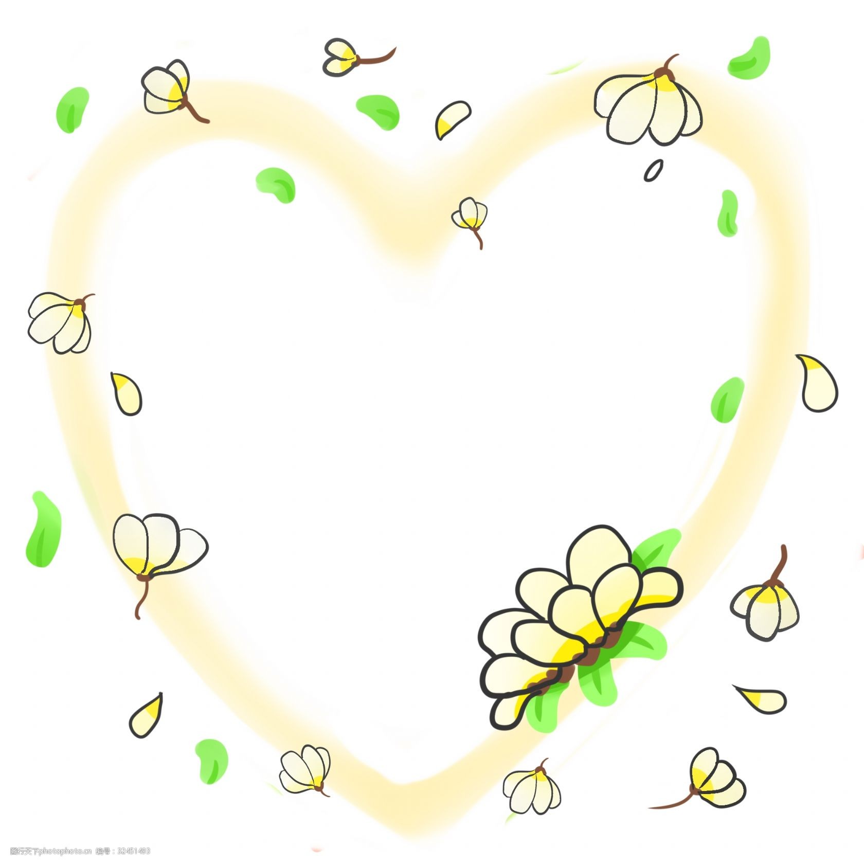 卡通心形边框插画