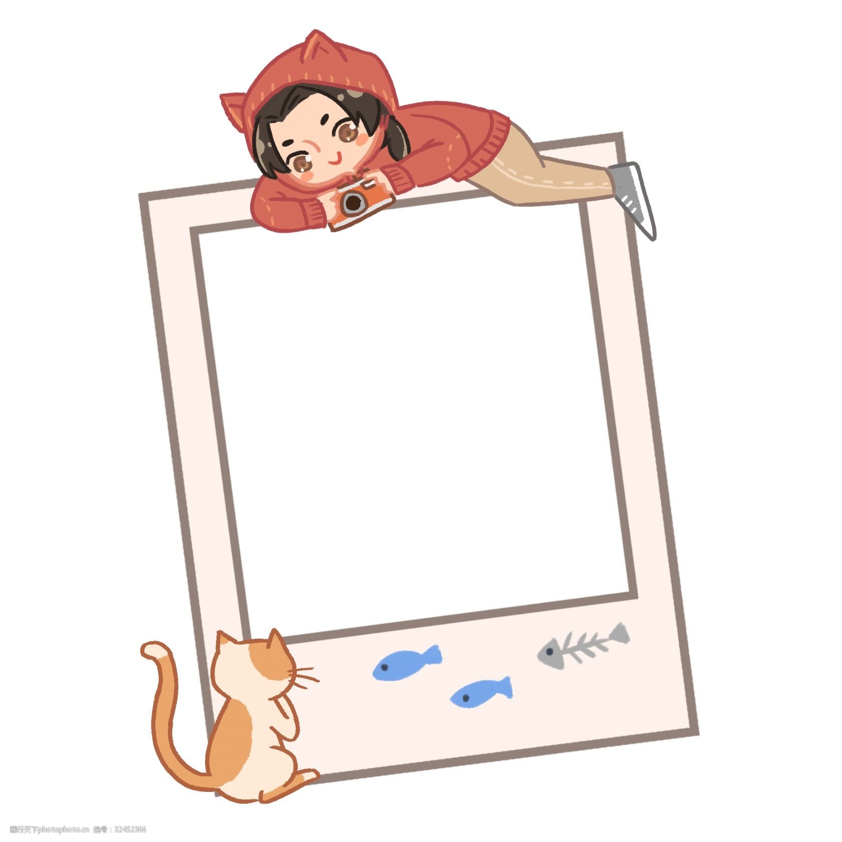黄色的猫咪 猫咪相框 小鱼相框 漂亮的相框 可爱的相框 拍立得相框
