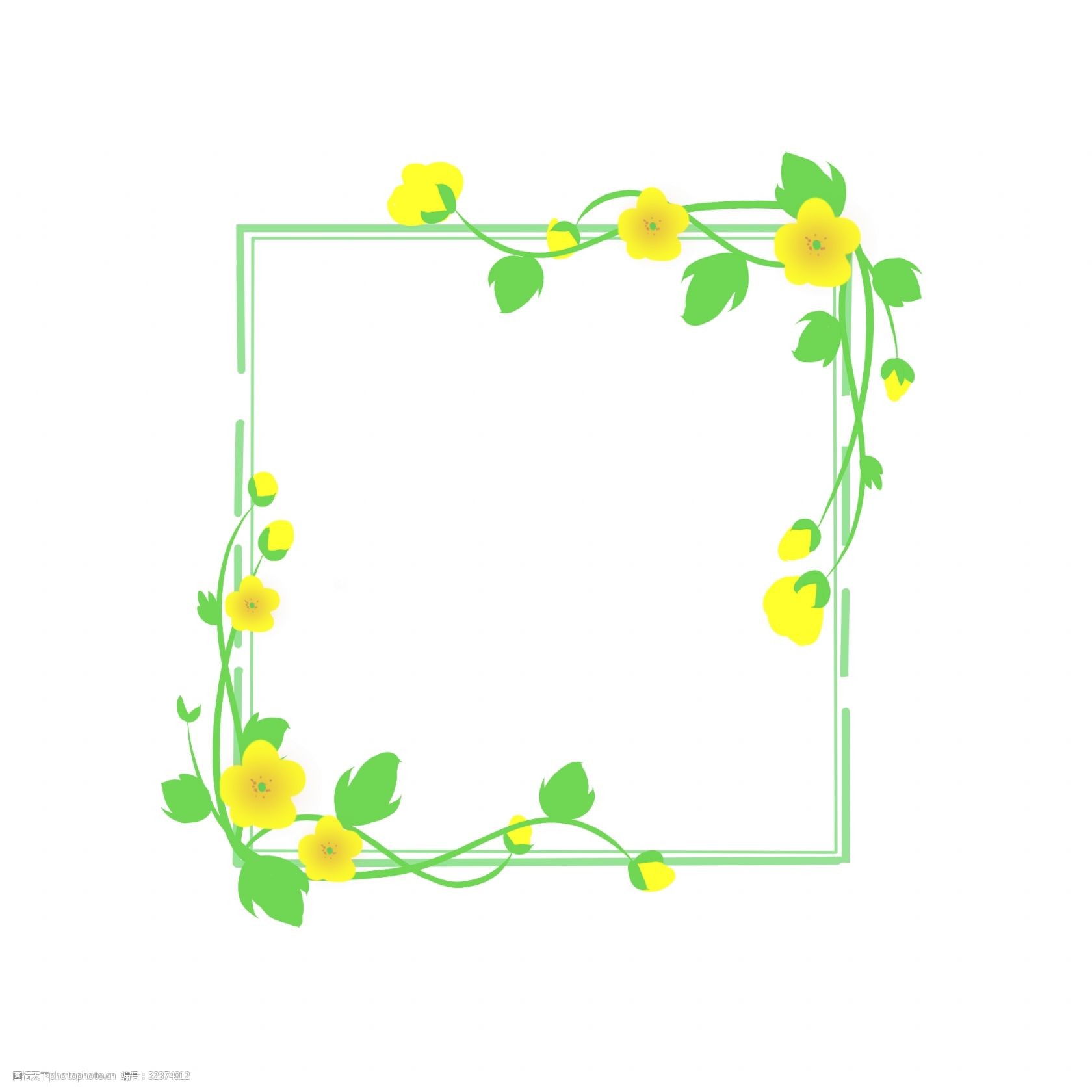 关键词:春天春季方形边框 方形边框 春季绿叶边框 黄花边框 卡通绿植