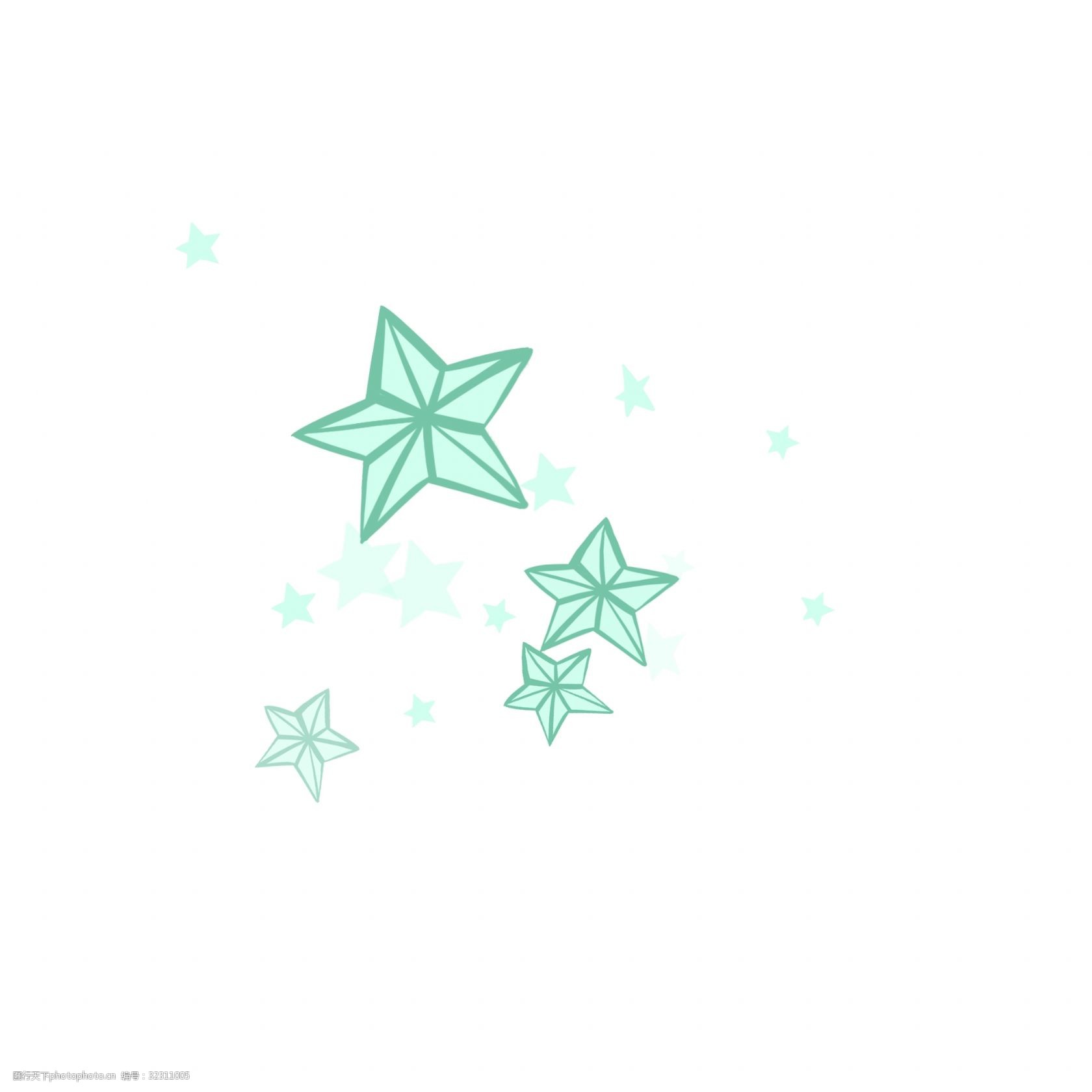 蓝色晶体小星星手绘原创透明底免抠