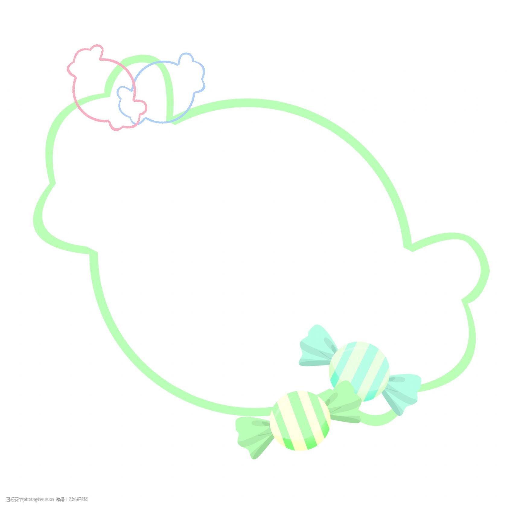 绿色糖果色边框插画