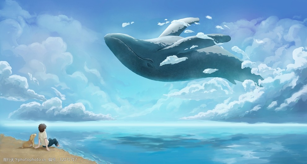云端的鲸鱼图片-图行天下图库