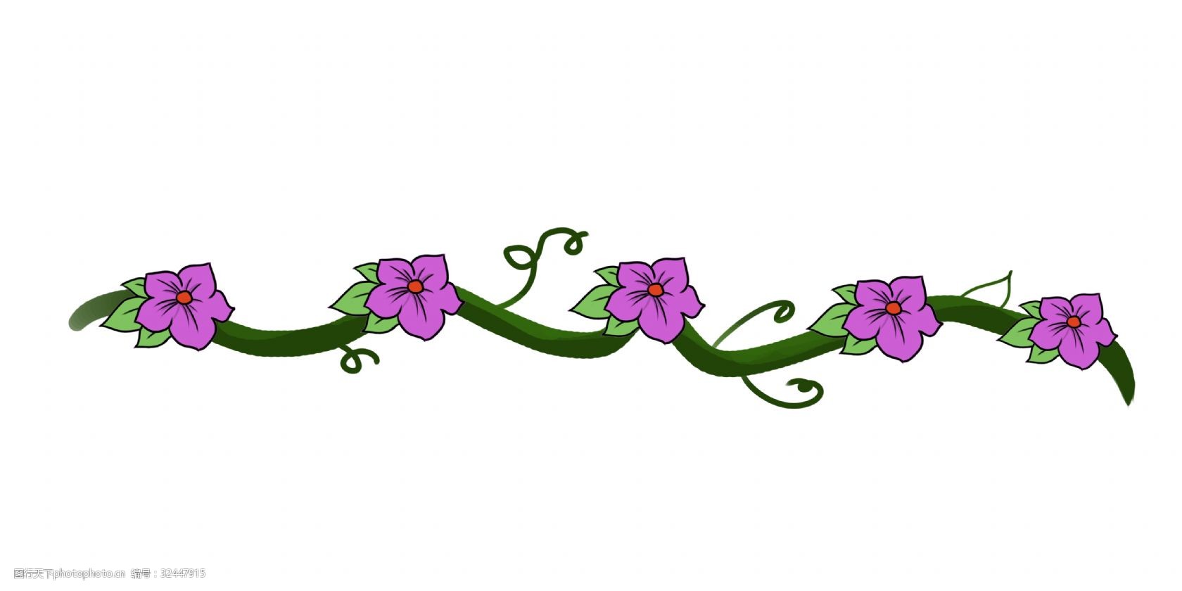 紫色花花 花花分割线 花卉 紫色花朵 插画 分割线 紫色花朵分割线